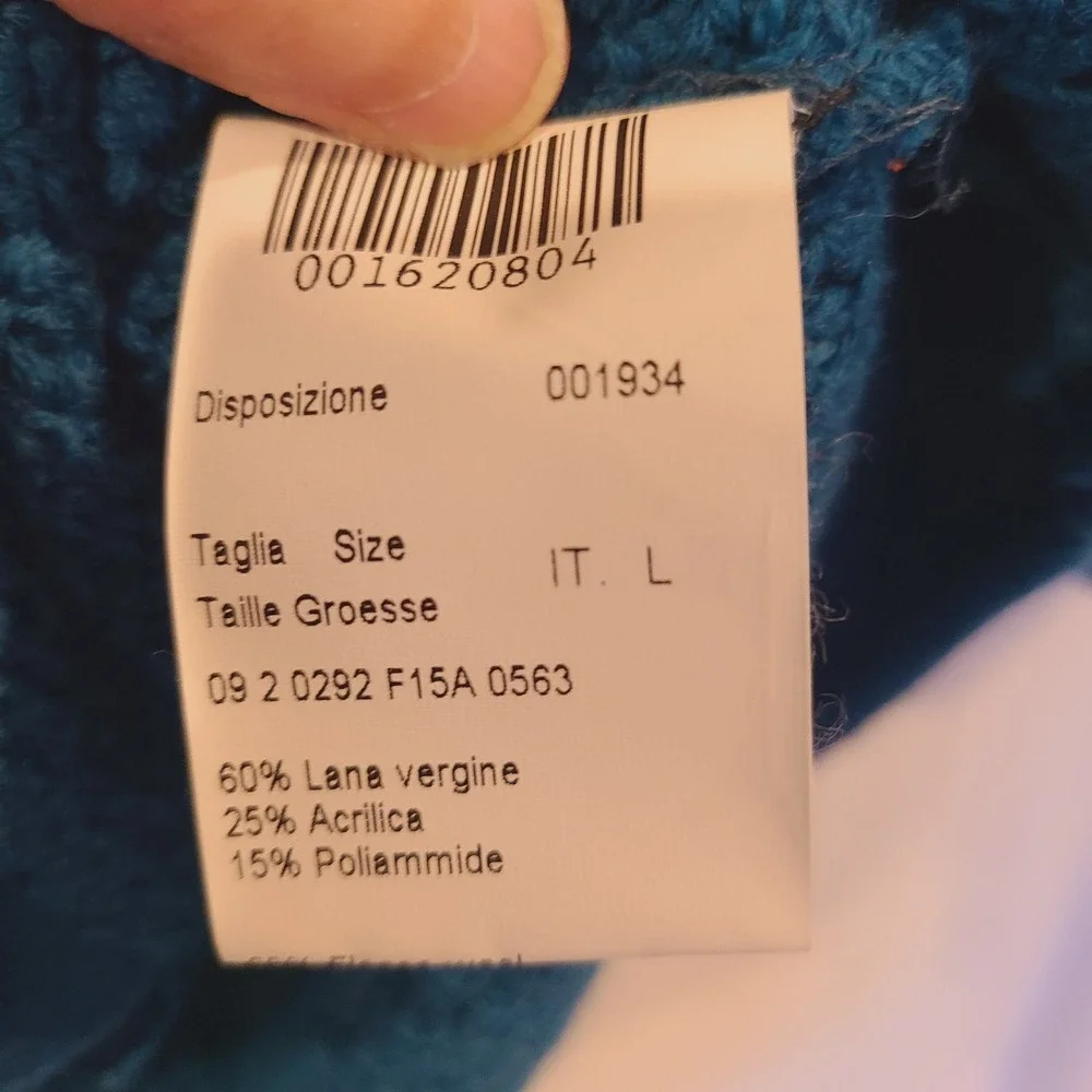LAVIA 18 Piazza Sempione Teal Blue Wool Blend Textured Knit Cardigan Italy Large